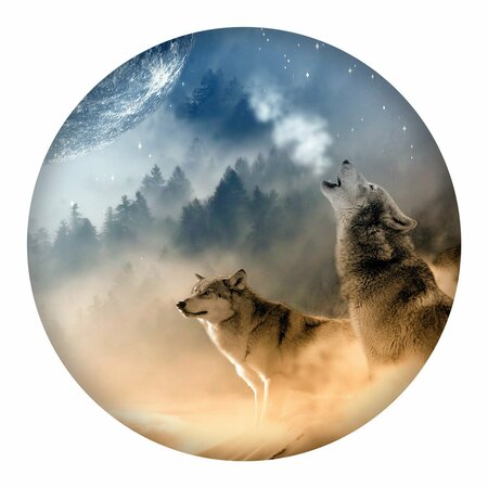 NEXT INNOVATIONS Moon Wolves Round Wall Art 101410050-MOONWOLVES